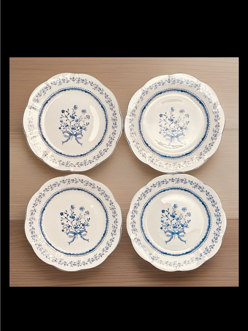 Classic Blue Floral Ceramic 8” Grace’s Teaware 
Side porcelain Plates Set-4